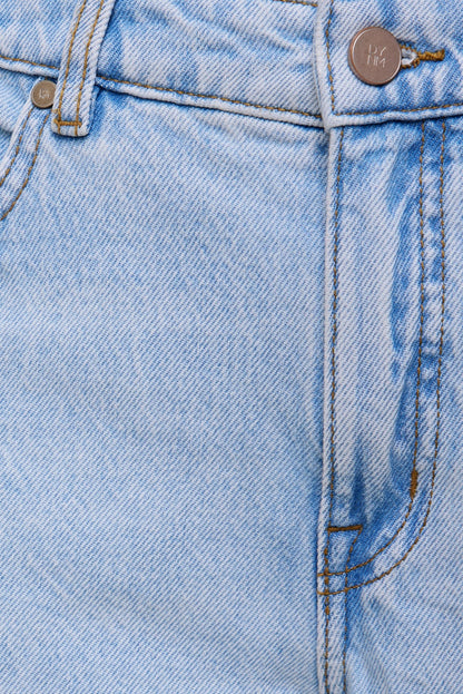 Mika Mid Rise Relaxed Straight Leg Jeans Blue - Dynamite