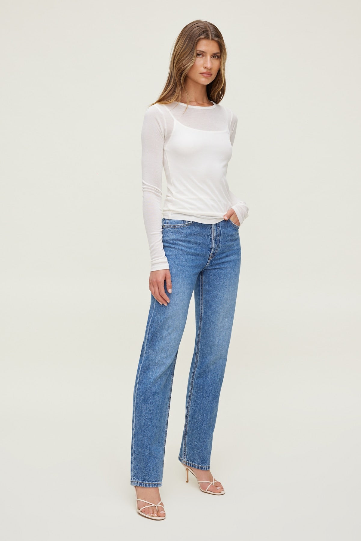 Olivia High Rise Straight Leg Jeans Blue - Dynamite