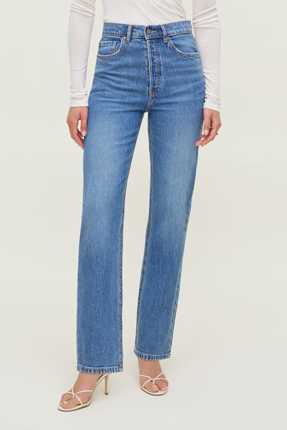 Olivia High Rise Straight Leg Jeans Blue - Dynamite