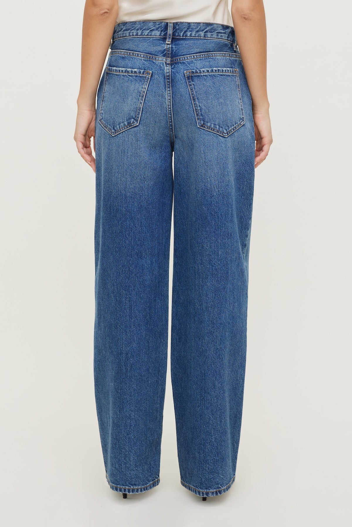 Rowan Mid Rise Baggy Wide Leg Jeans Blue - Dynamite