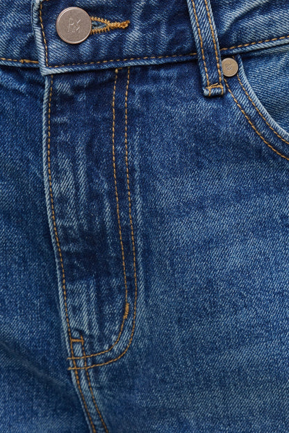 Rowan Mid Rise Baggy Wide Leg Jeans Blue - Dynamite