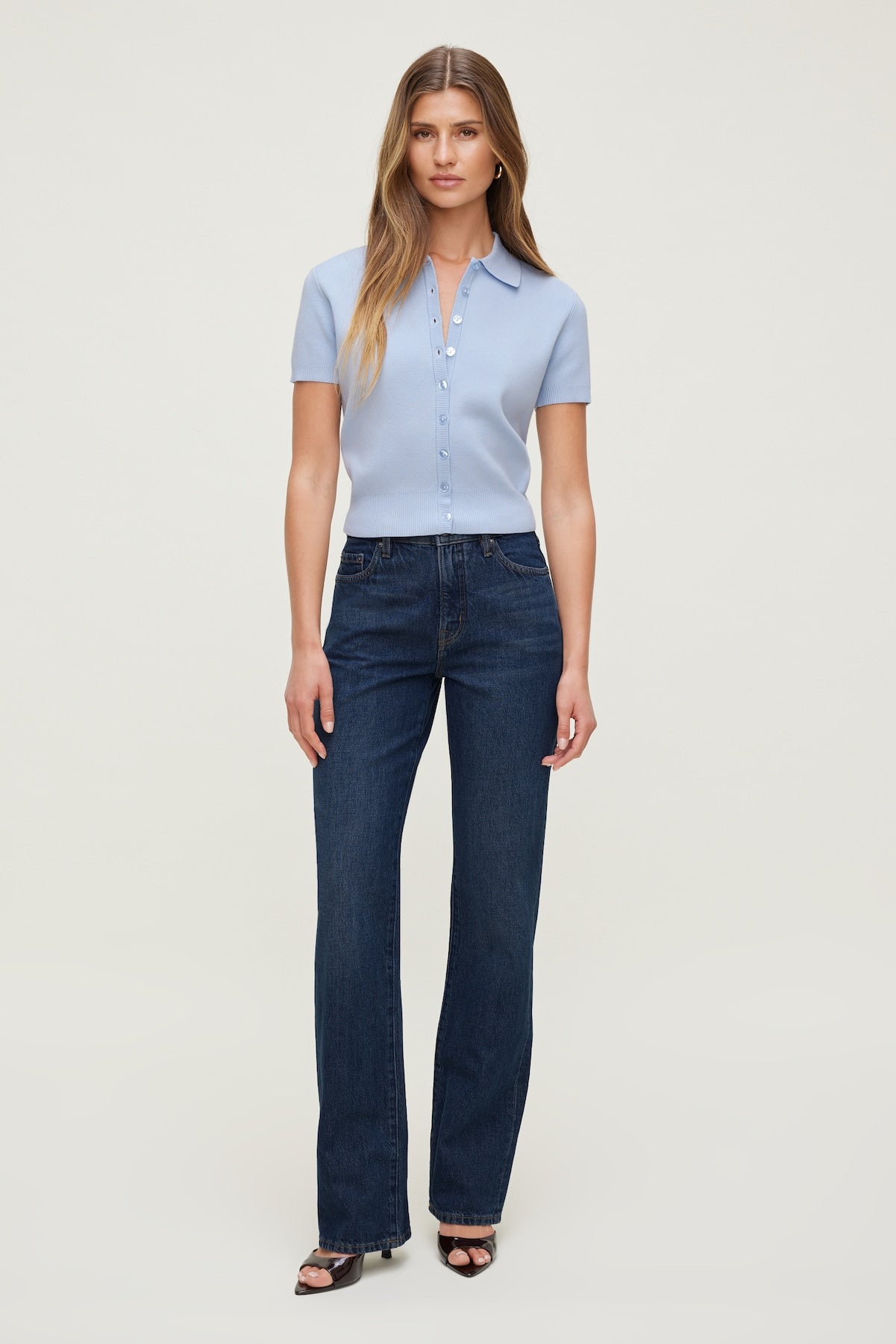 Cara High Rise Straight Leg Jeans Blue - Dynamite