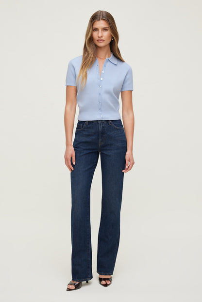 Cara High Rise Straight Leg Jeans Blue - Dynamite