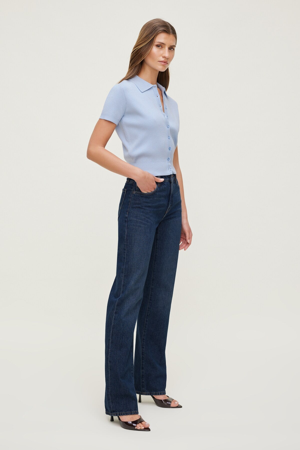 Cara High Rise Straight Leg Jeans Blue - Dynamite