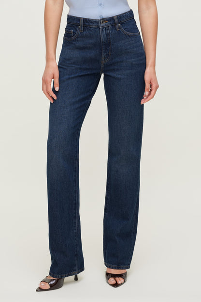 Cara High Rise Straight Leg Jeans Blue - Dynamite