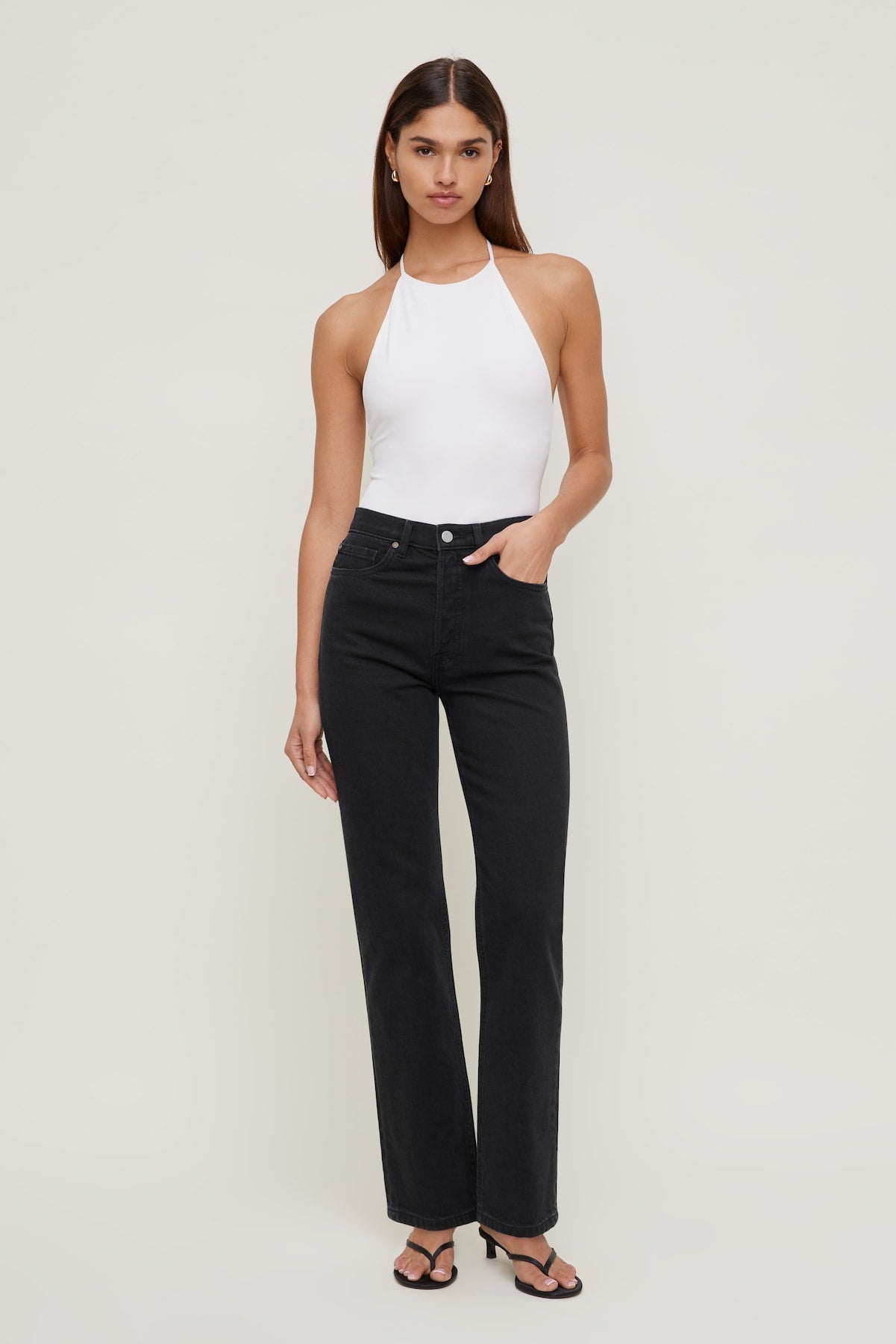 Olivia High Rise Straight Leg Jeans Black - Dynamite