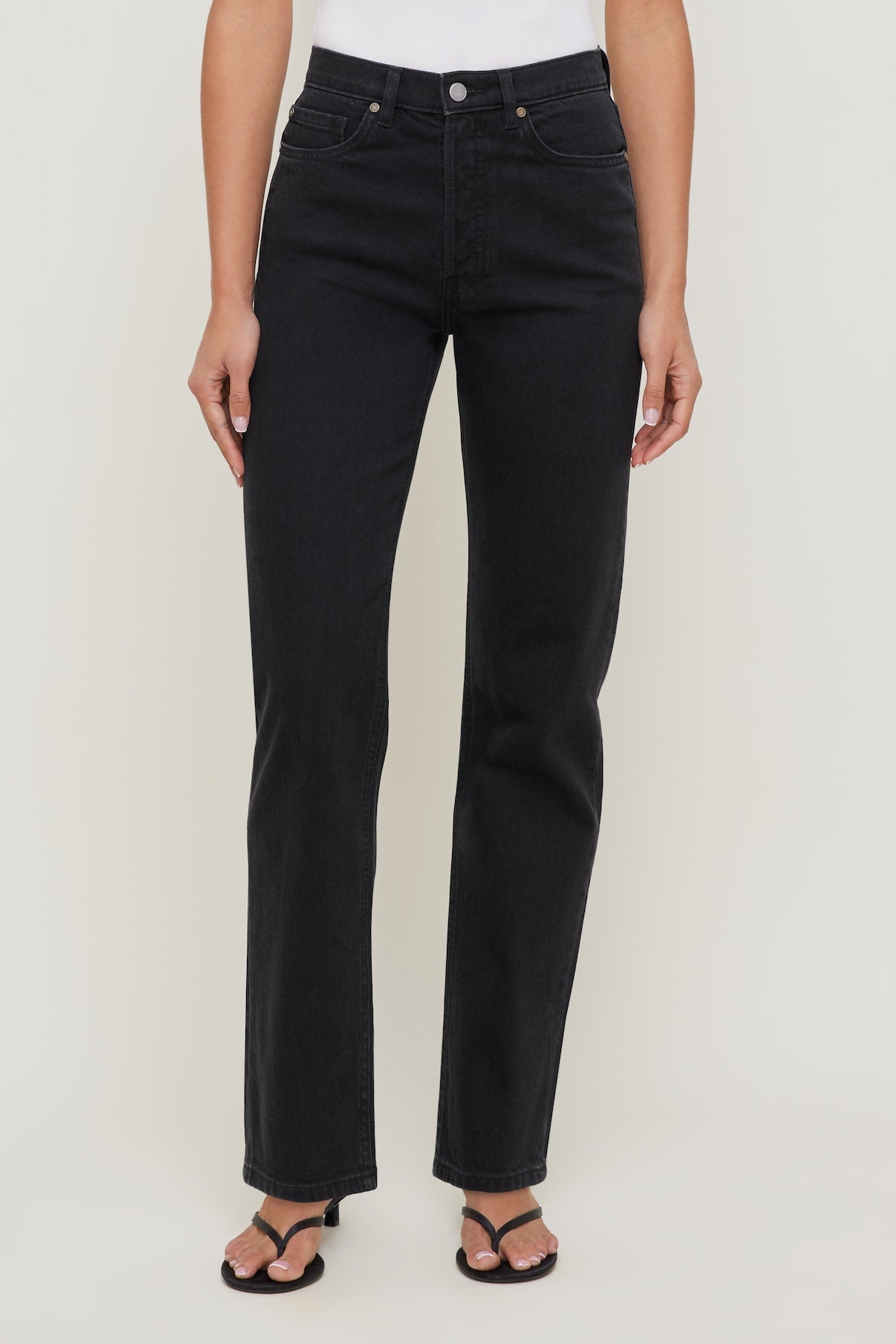 Olivia High Rise Straight Leg Jeans Black - Dynamite