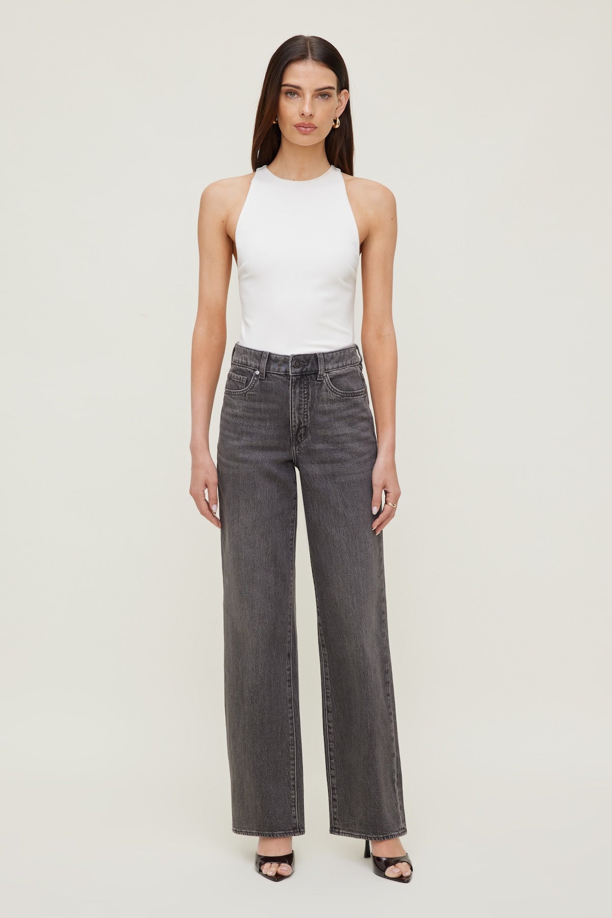 Heidi High Rise Wide Leg Jeans Black - Dynamite