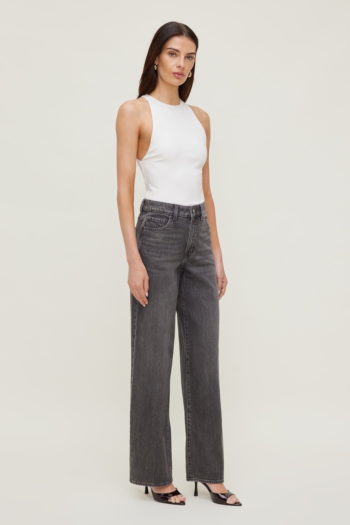 Heidi High Rise Wide Leg Jeans Black - Dynamite