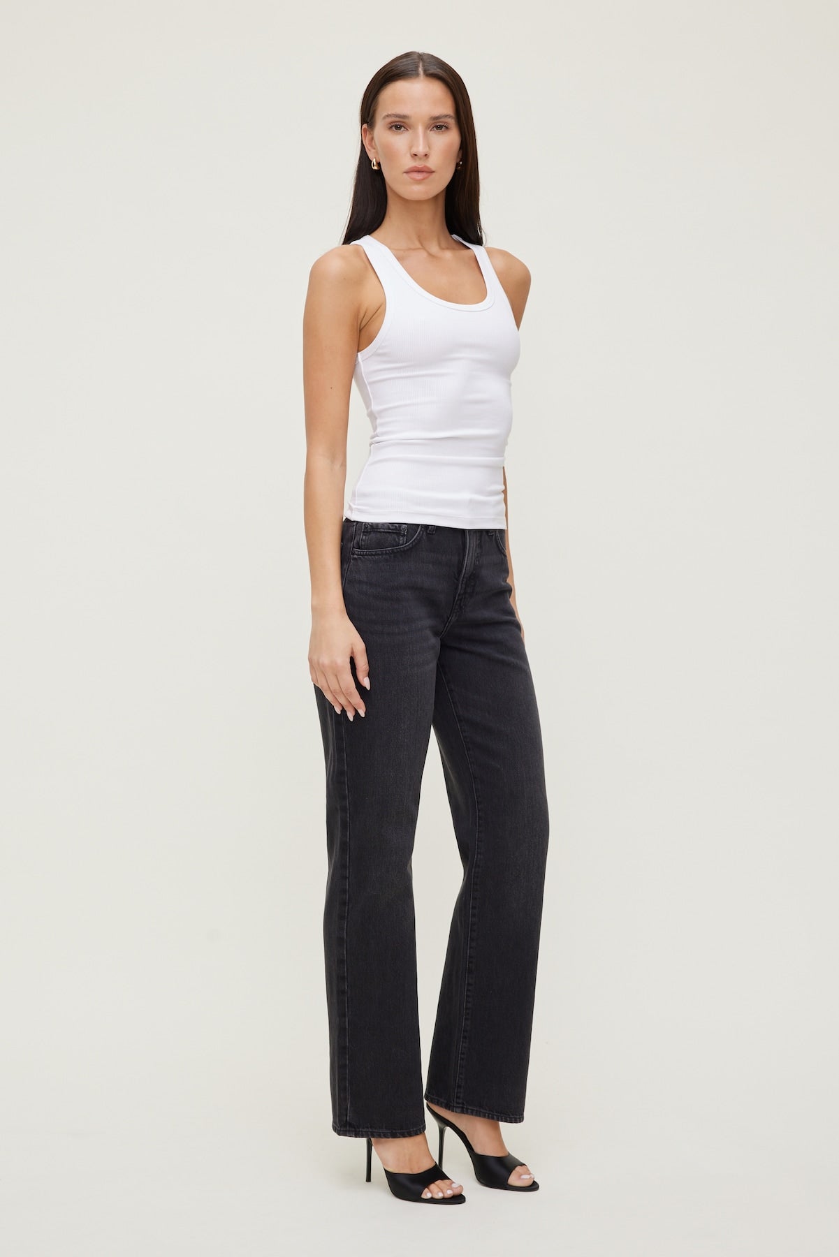 Cara High Rise Straight Leg Jeans Black - Dynamite