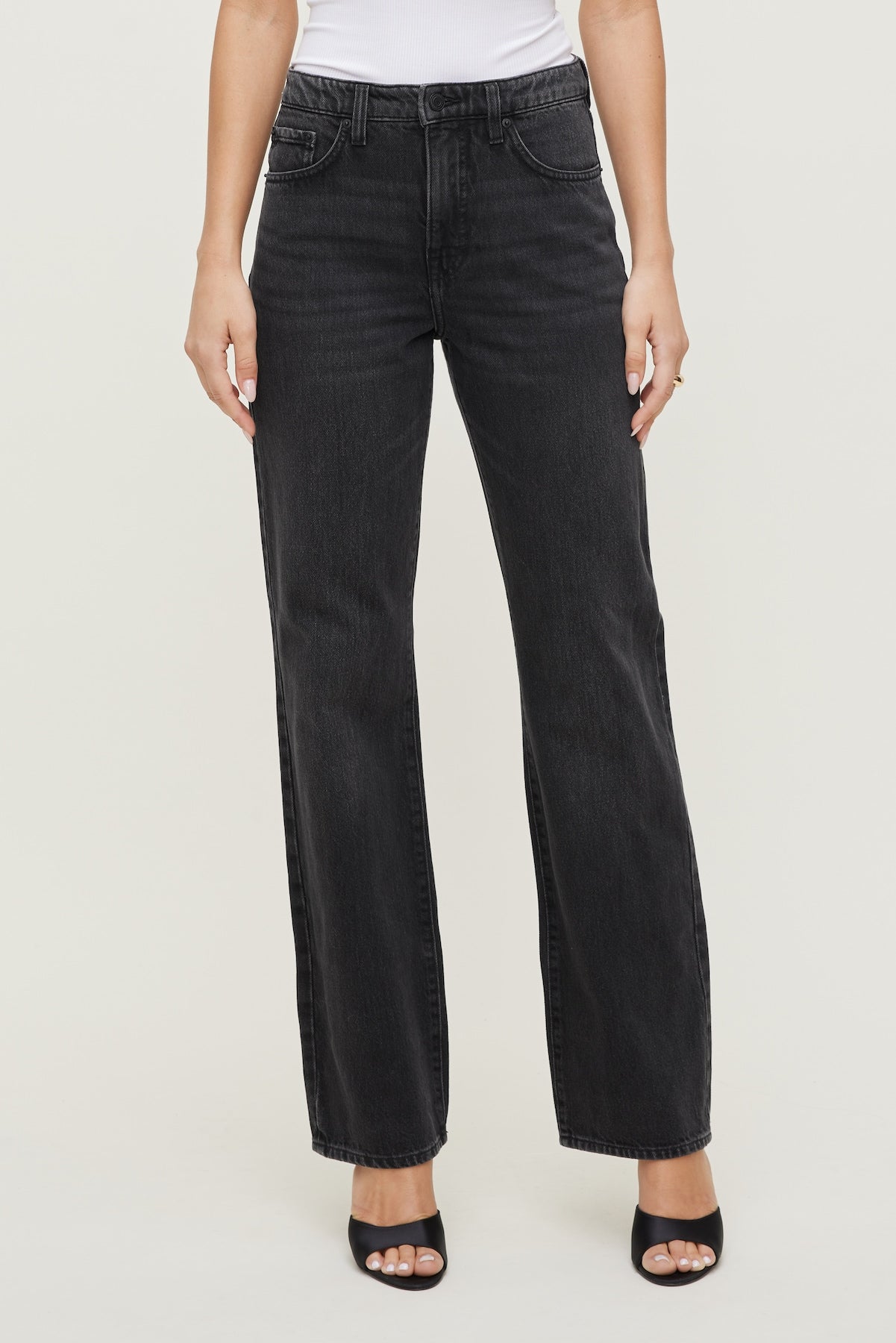 Cara High Rise Straight Leg Jeans Black - Dynamite