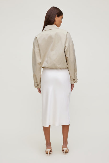 Delila Satin Midi Skirt BEIGE - Dynamite