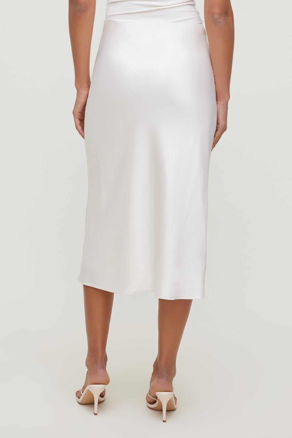 Delila Satin Midi Skirt BEIGE - Dynamite