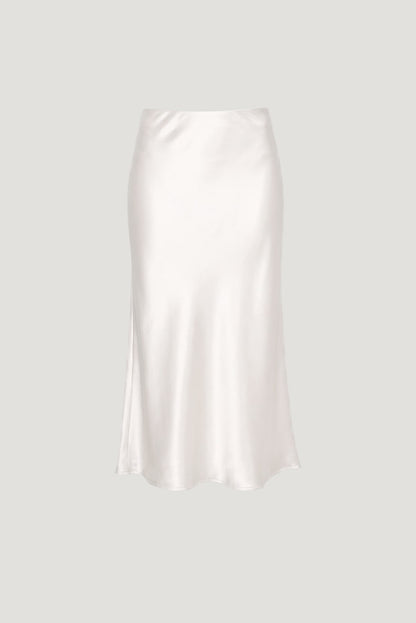 Delila Satin Midi Skirt BEIGE - Dynamite