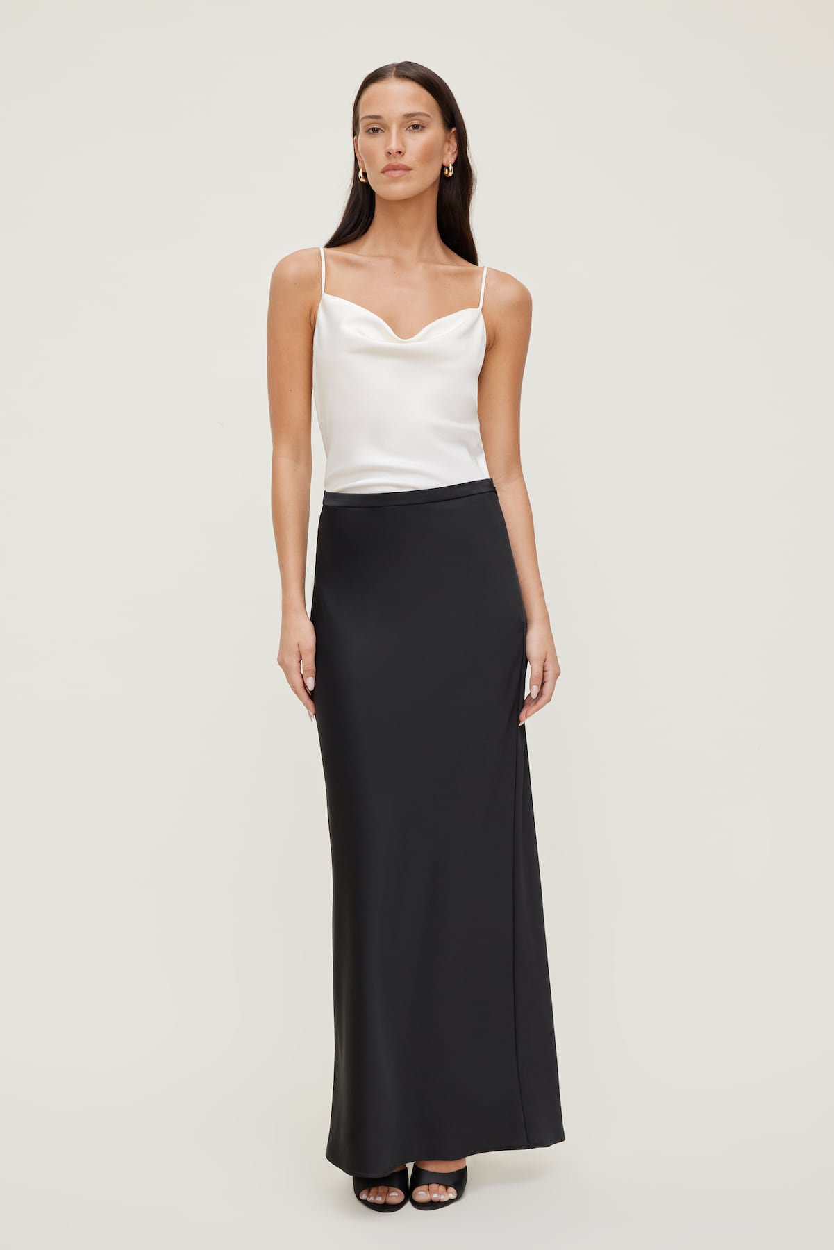 Satin Maxi Skirt Black - Dynamite