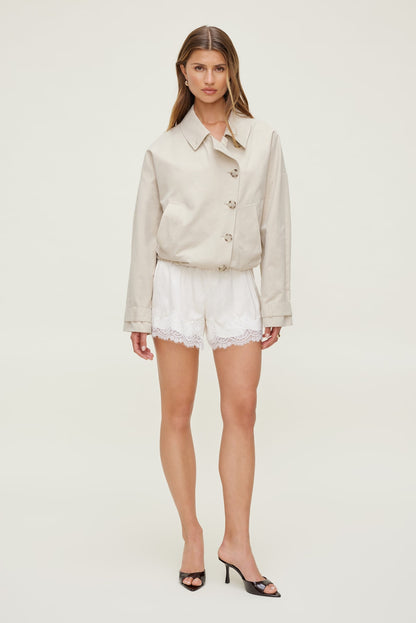 Lace Satin Shorts Beige - Dynamite