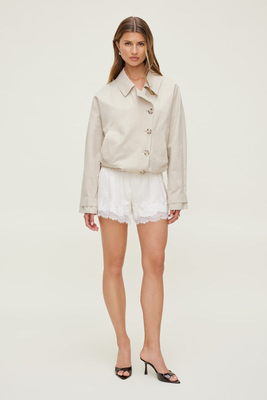 Lace Satin Shorts Beige - Dynamite