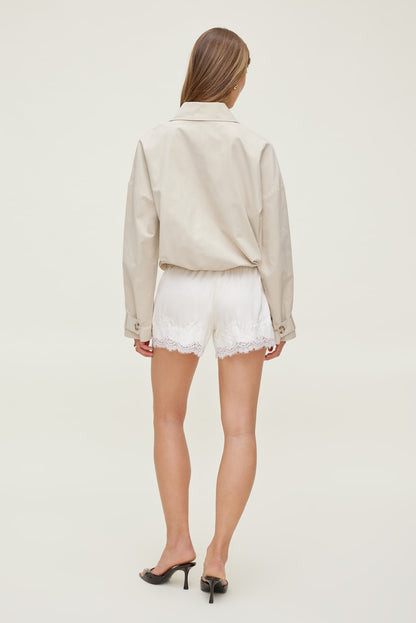 Lace Satin Shorts Beige - Dynamite
