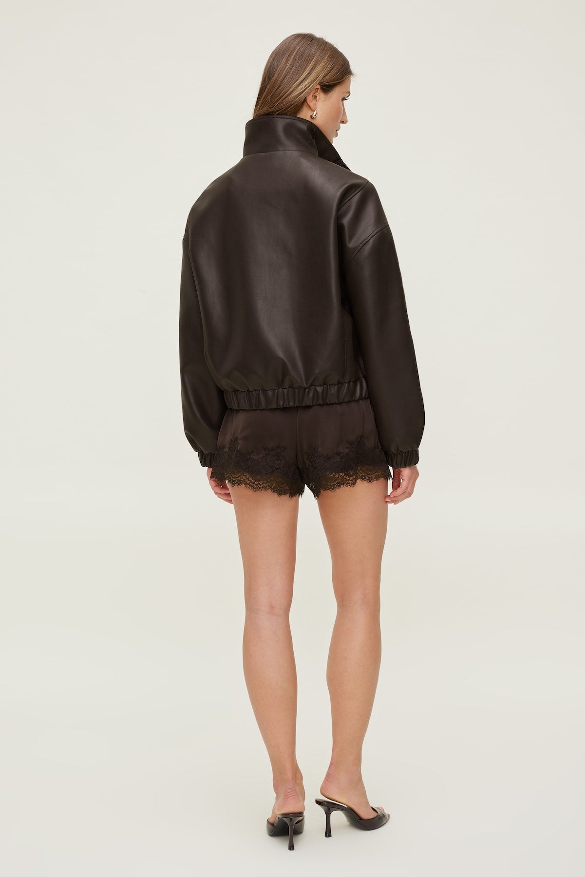 Lace Satin Shorts Brown - Dynamite
