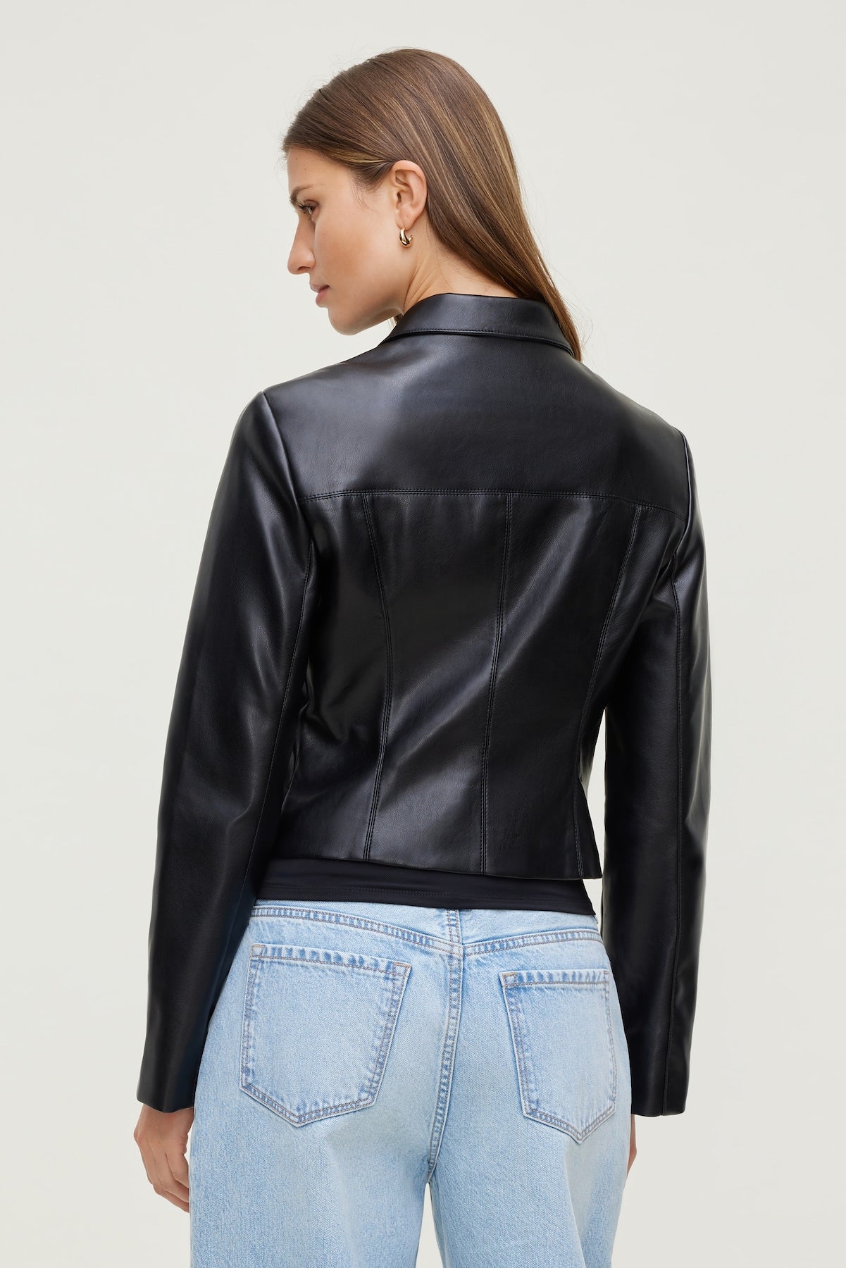 Charlotte Short Faux Leather Jacket Black - Dynamite