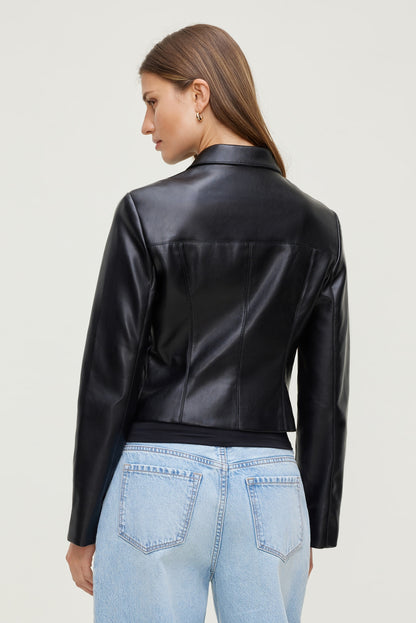 Charlotte Short Faux Leather Jacket Black - Dynamite