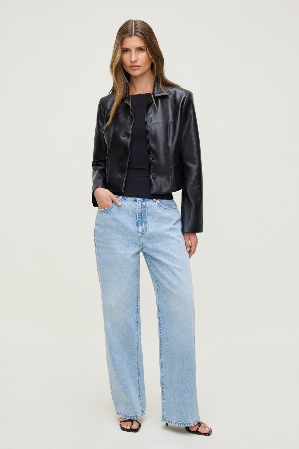 Charlotte Short Faux Leather Jacket Black - Dynamite