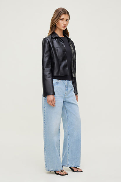 Charlotte Short Faux Leather Jacket Black - Dynamite