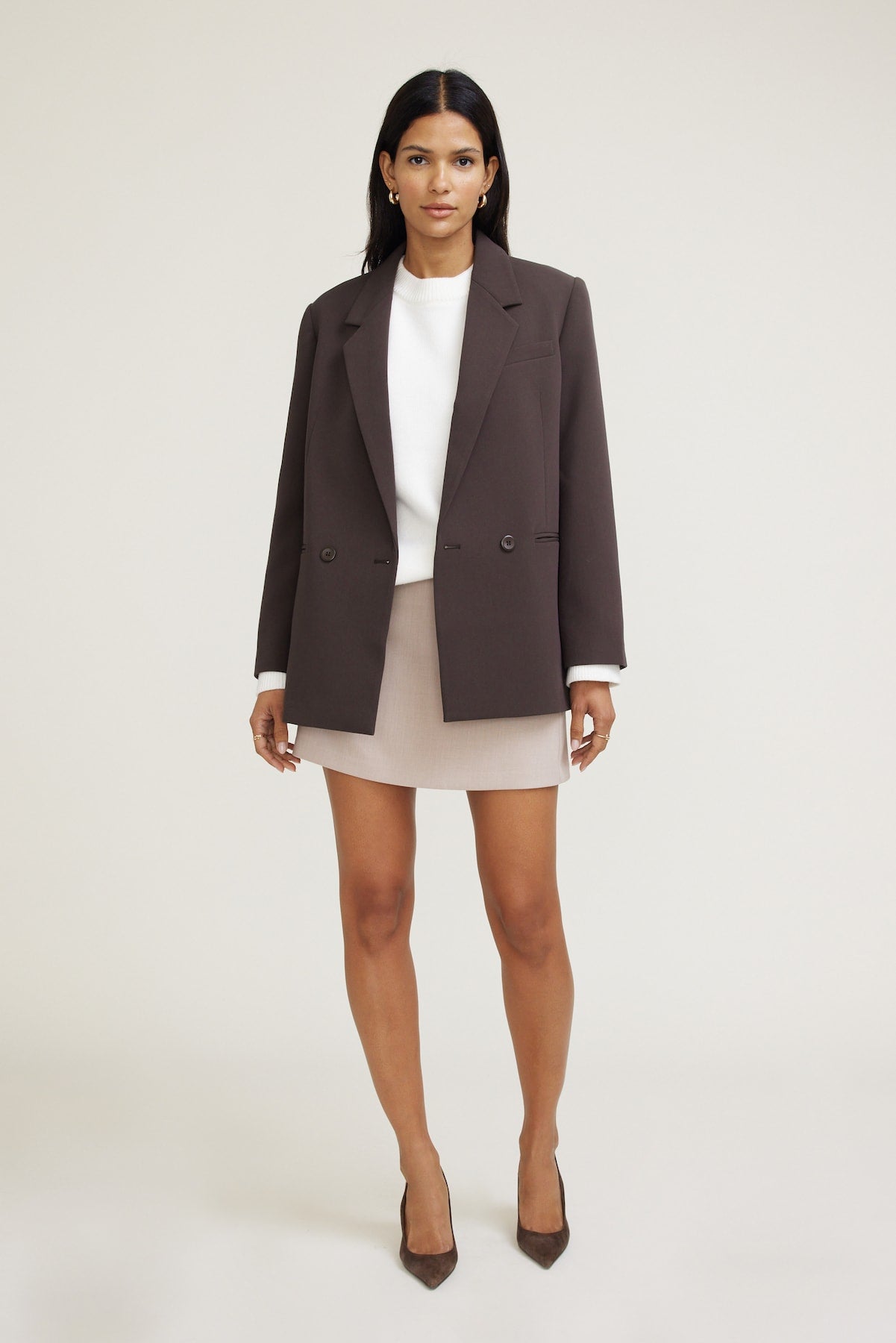 Noa Oversized Blazer Brown - Dynamite