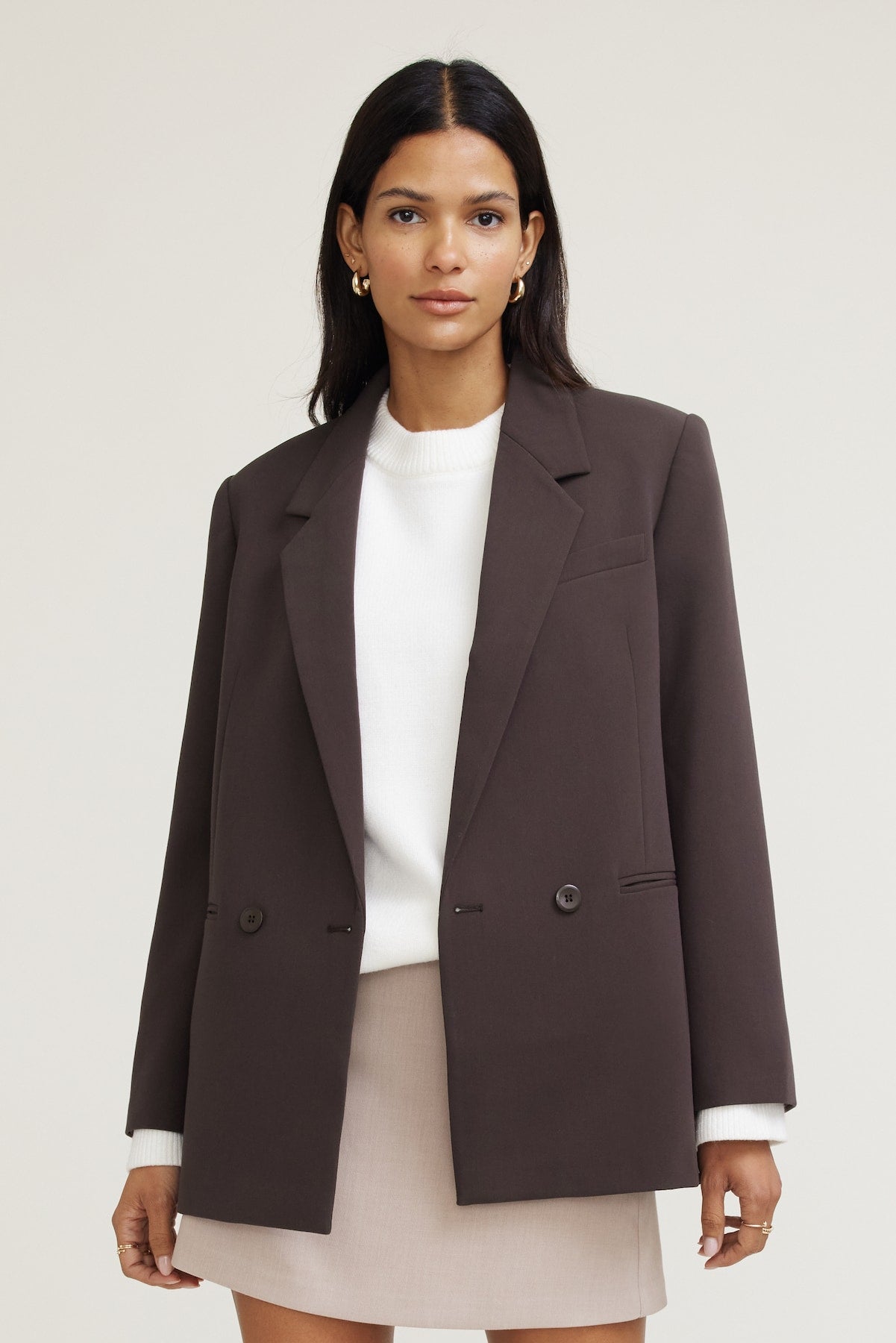 Noa Oversized Blazer Brown - Dynamite