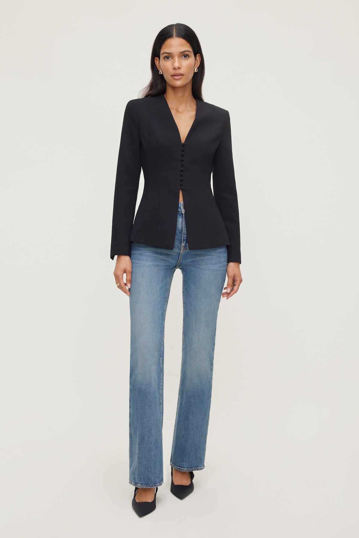 Plunge Small Button Blazer Black - Dynamite