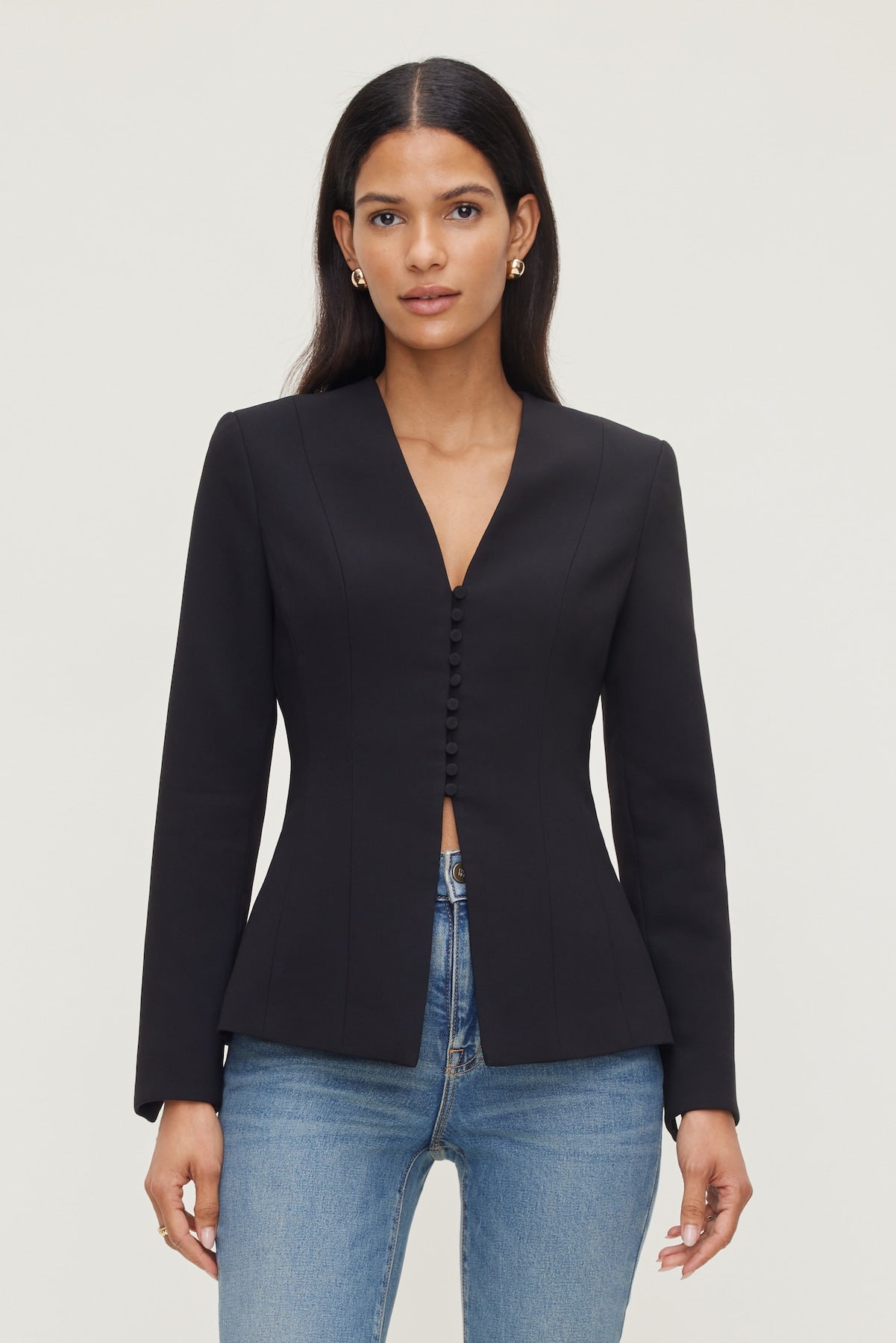 Plunge Small Button Blazer Black - Dynamite