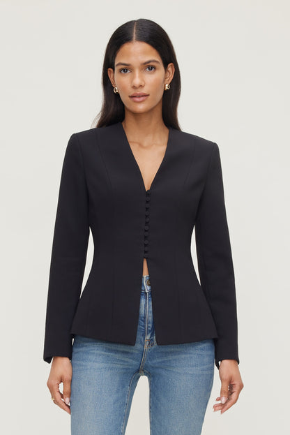 Plunge Small Button Blazer Black - Dynamite