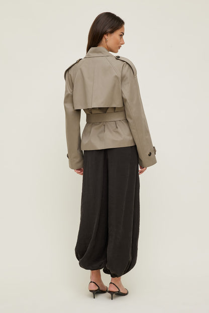 Remi Short Trench Coat Brown - Dynamite
