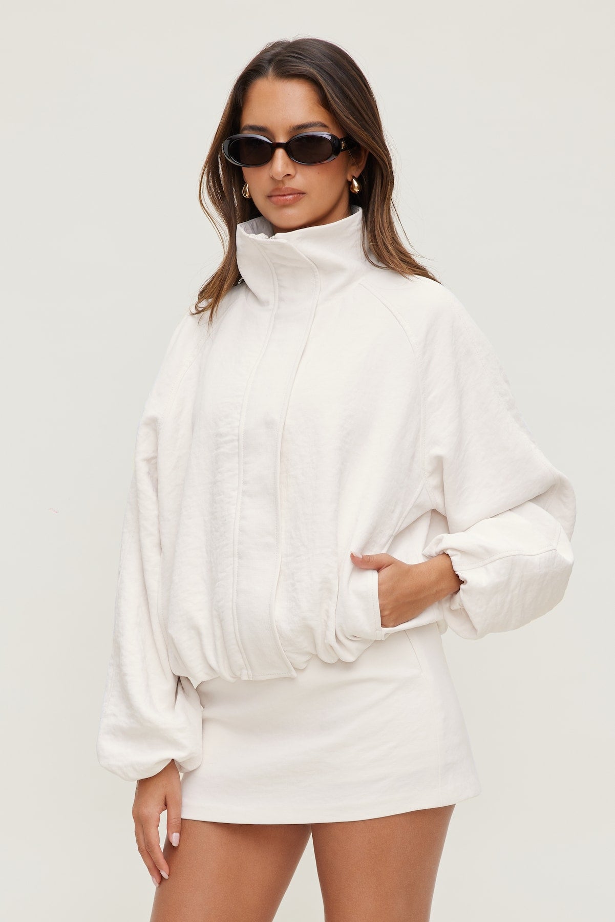High Neck Airflow Anorak White - Dynamite