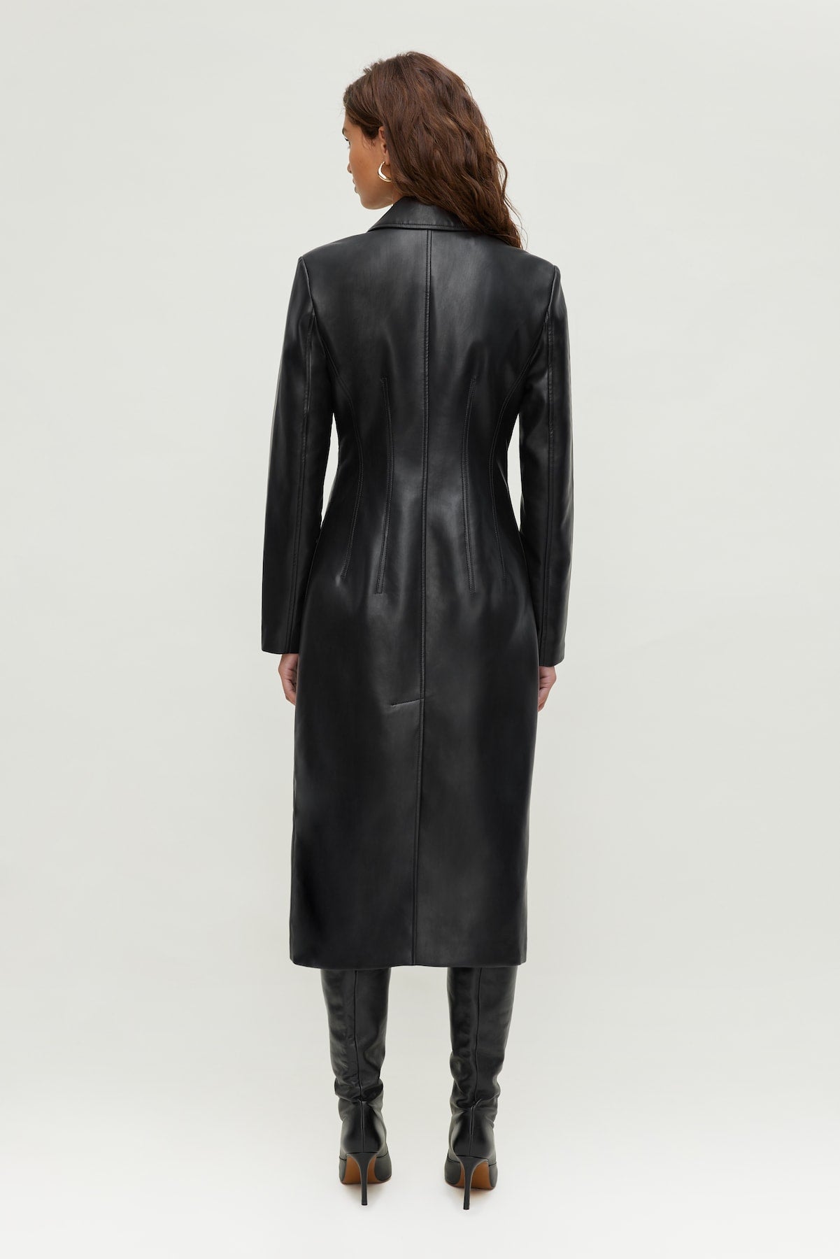 Faux Leather Trench Coat Black - Dynamite