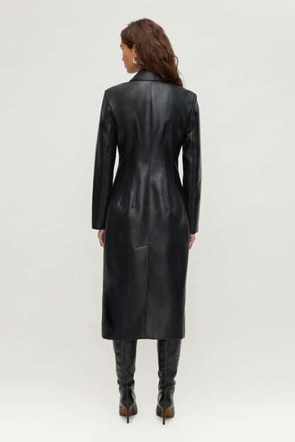 Faux Leather Trench Coat Black - Dynamite
