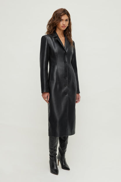 Faux Leather Trench Coat Black - Dynamite