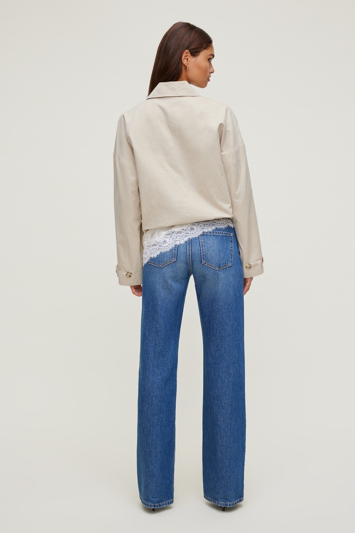 Twill Asymmetric Button Up Jacket Beige - Dynamite