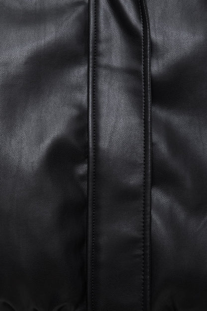 Oversized Faux Leather Bomber Jacket Black - Dynamite