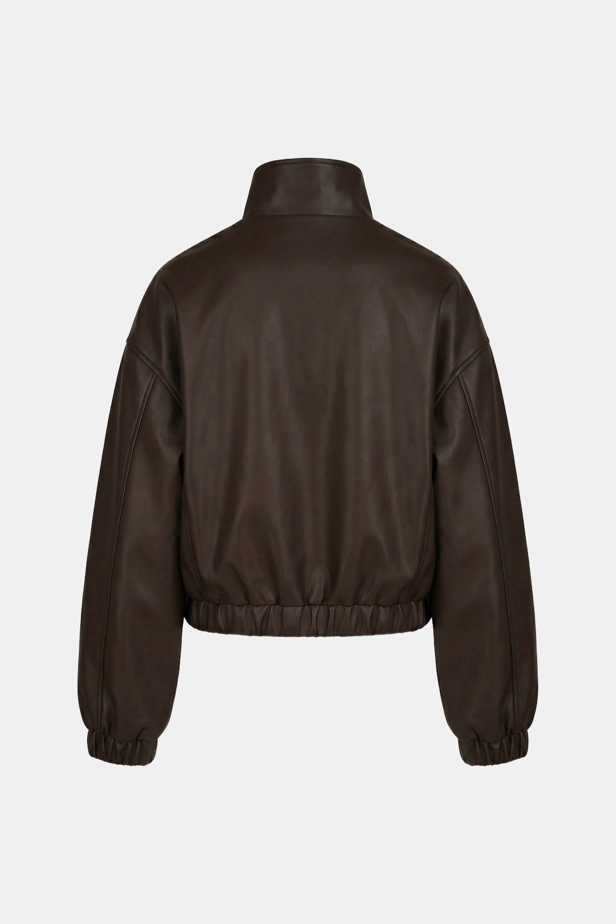 Oversized Faux Leather Bomber Jacket Brown - Dynamite