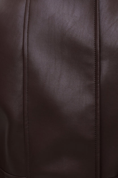Cropped Faux Leather Bomber Jacket Purple - Dynamite