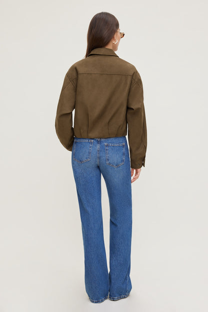 Balloon Faux Suede Jacket Brown - Dynamite