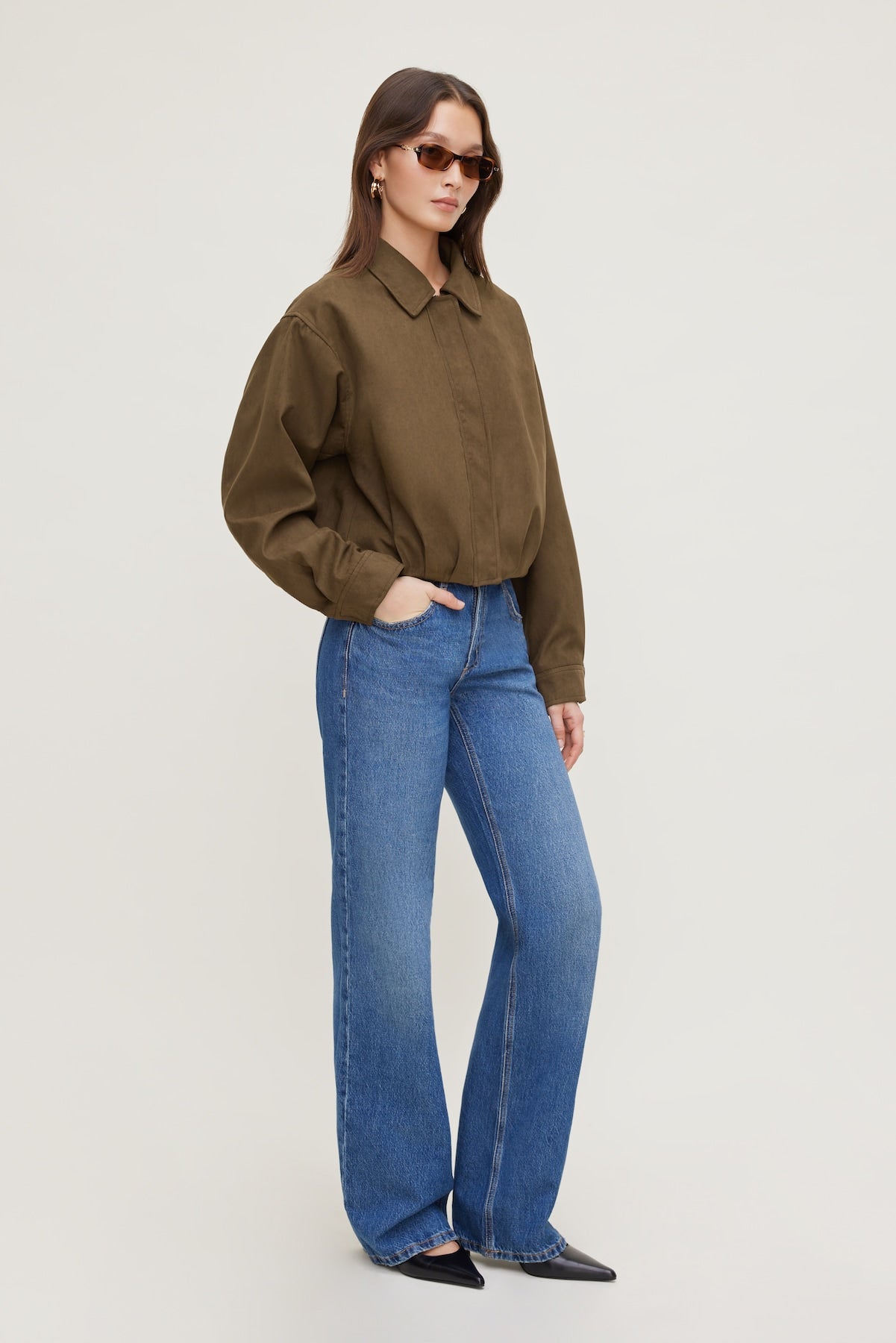 Balloon Faux Suede Jacket Brown - Dynamite