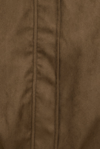 Balloon Faux Suede Jacket Brown - Dynamite