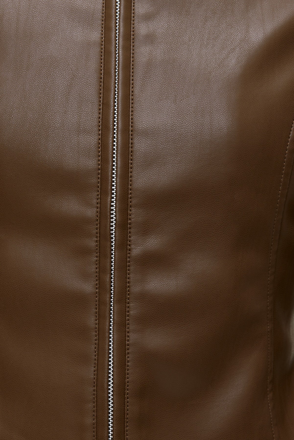 Slim Fit Faux Leather Moto Jacket Brown - Dynamite