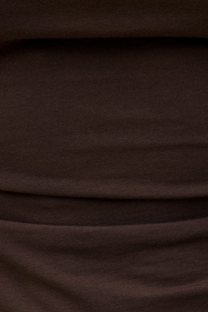 Andrea Shirred Jersey T Shirt Brown - Dynamite