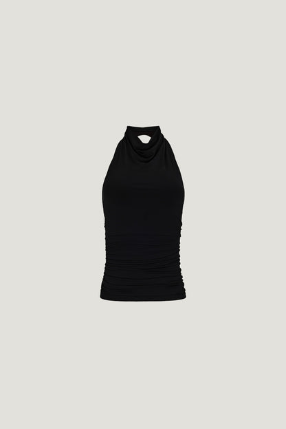 Sculpt Cowl Halter Top Black - Dynamite