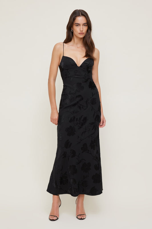 Jacquard Bustier Maxi Dress Black - Dynamite