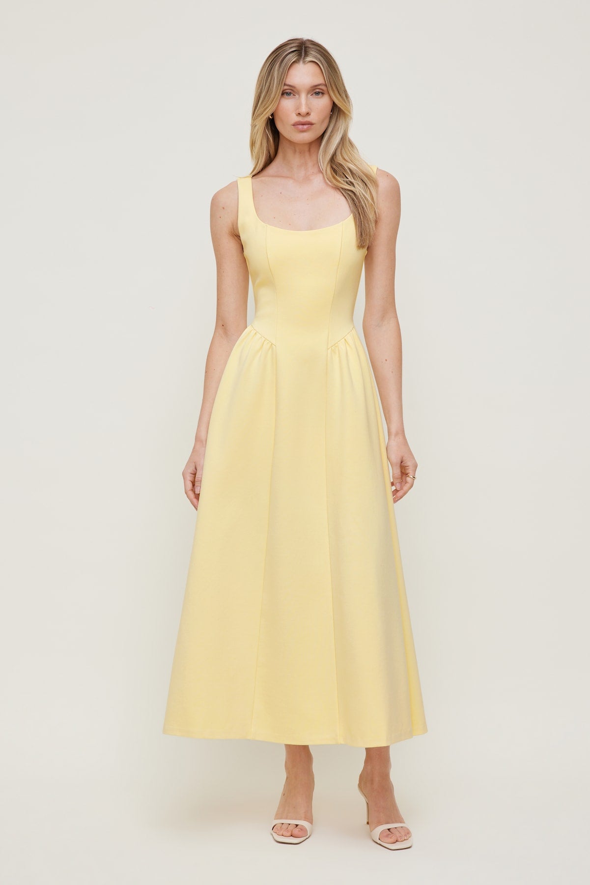 Irina Ponte Midi Dress Yellow - Dynamite