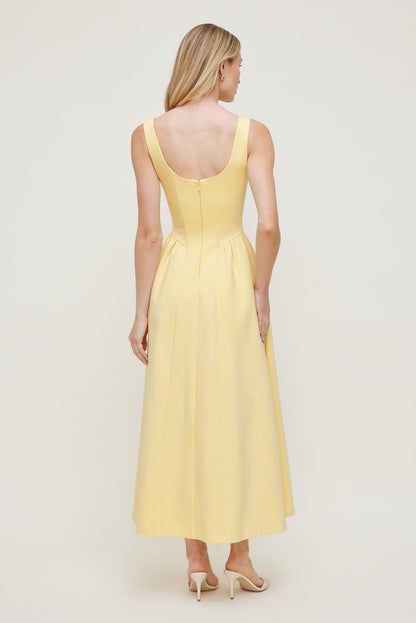 Irina Ponte Midi Dress Yellow - Dynamite